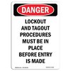 Signmission OSHA Danger Sign, Lockout And Tagout Procedures, 10in X 7in Aluminum, 7" W, 10" L, Portrait OS-DS-A-710-V-2433